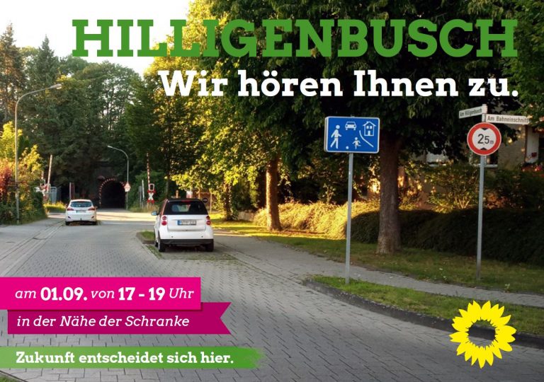 Schleichweg oder Spielstraße ? Grüner Dialog am Hilligenbusch am Dienstagabend