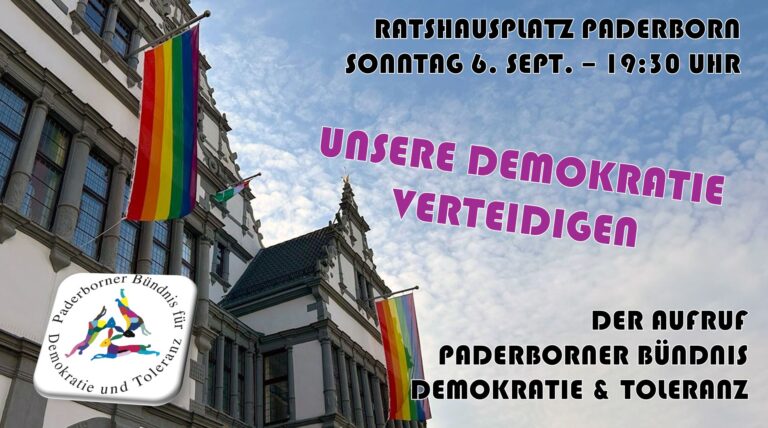 Verteidigt unsere lebendige Demokratie auf dem Paderborner Rathausplatz